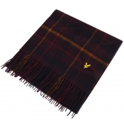Lyle And Scott Tartan Lambswool Scarf Burgundy